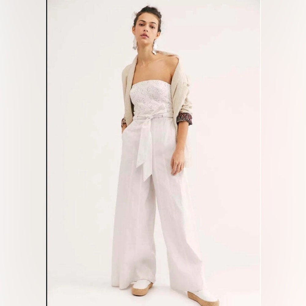 Free People Expedition Eyelet Jumpsuit Bohemian Romantic 100% Cotton Size XL - Picture 12 of 12
